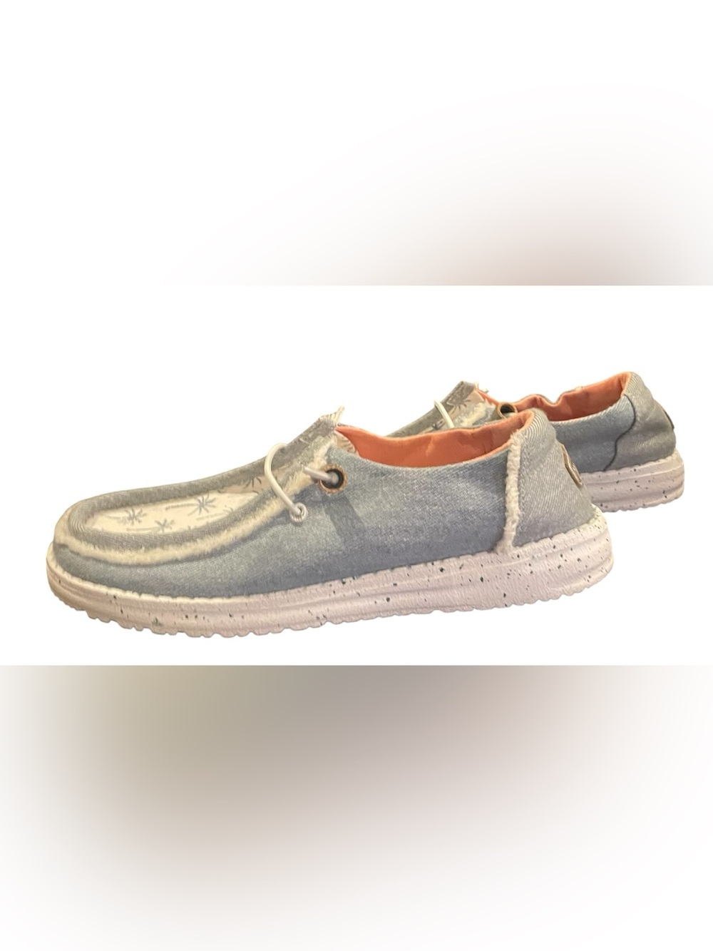Hey Dude Beige Palm-Print Slip-On Loafers with Coral Lining - Picture 3 of 7